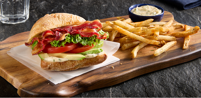 BLTA sandwich with fries