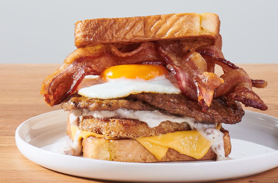 Lumberjack stack breakfast sandwich