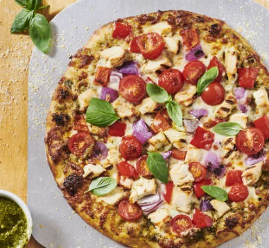 Pesto Chicken Pizza ready to serve