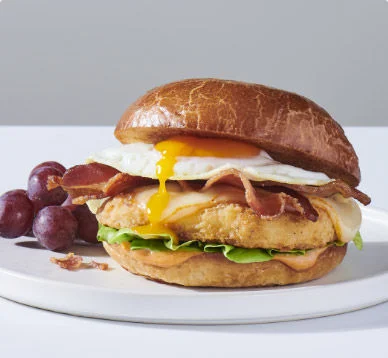 Savory Chicken Breakfast Sandwich on a white plate