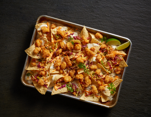 Korean-inspired chicken nachos
