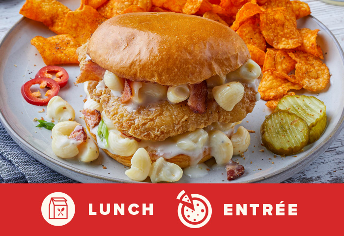 Mac 'n Cheese breaded chicken sandwich