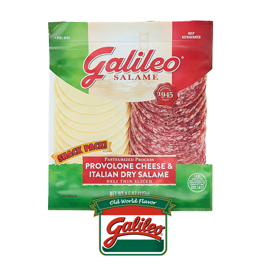 Galileo® Gourmet Snacks- Galileo® Pasteurized Process Provolone Cheese & Italian Dry Salame, 12/4.5 oz.