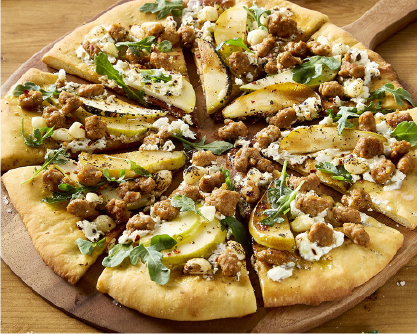 Italian Sausage White Pizza with Goat Cheese and Pear Recipe