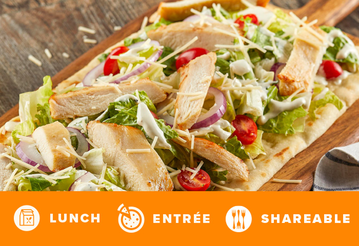 Roasted chicken ceasar flatbread