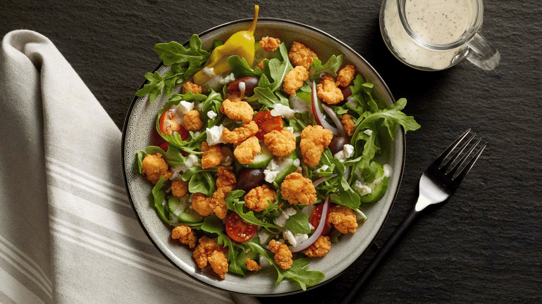 Mini Chicken bites in a salad