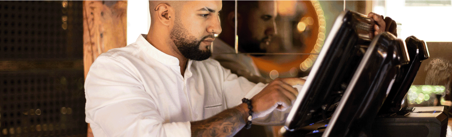 Man using POS system 